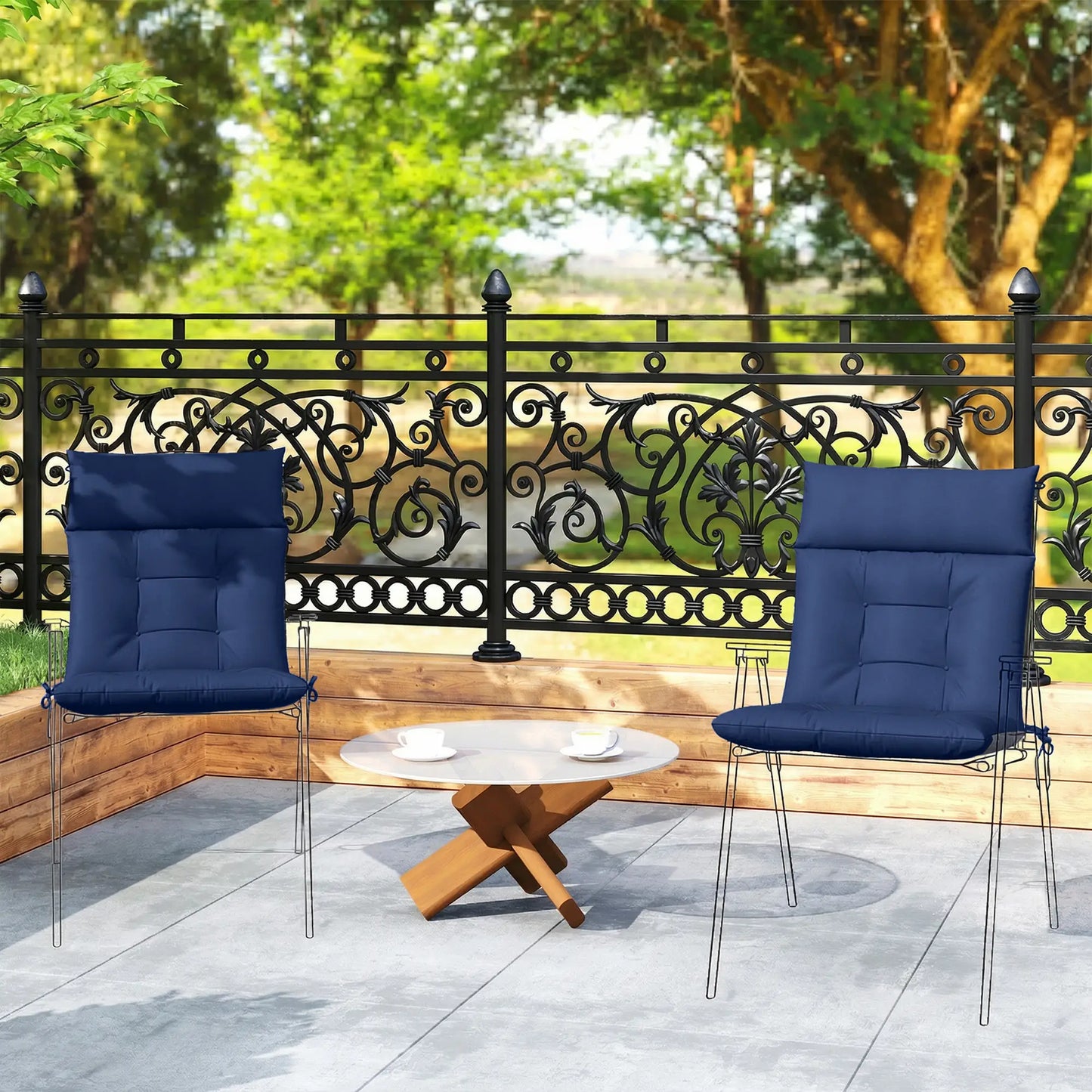 Patio Chair Cushions Set of 4, Waterproof Non-Slip, 44"x21", Navy Blue Patio Chair Cushions at Gallery Canada