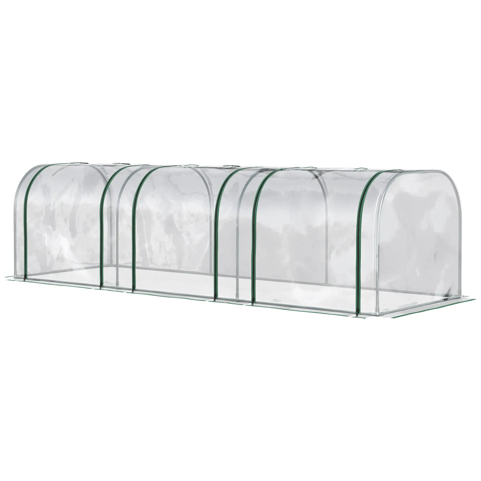 10' x 3' x 2.5' Mini Tunnel Greenhouse, 3 Zipped Doors, Clear Mini Greenhouses Dark Green, Clear at Gallery Canada