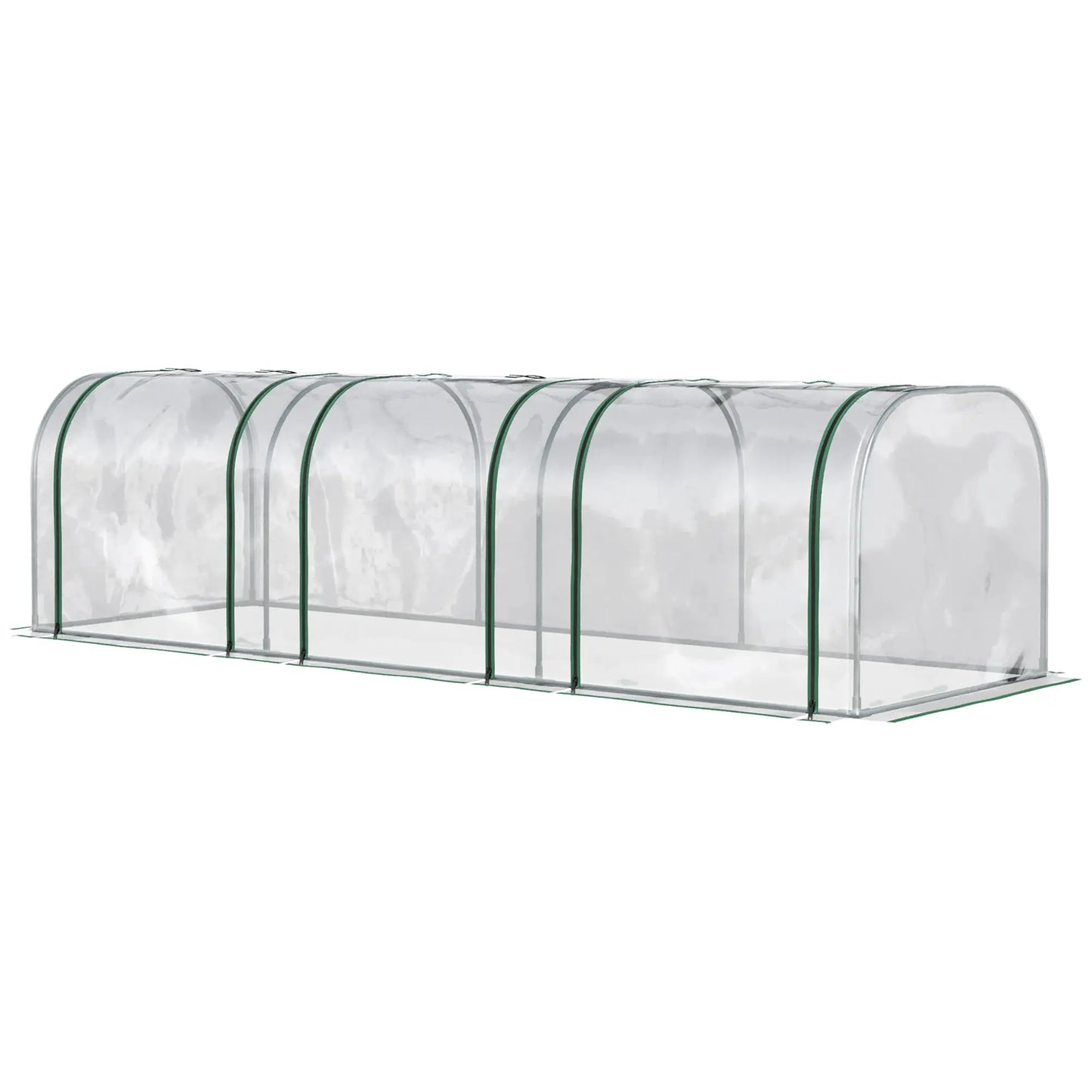 10' x 3' x 2.5' Mini Tunnel Greenhouse, 3 Zipped Doors, Clear Mini Greenhouses Dark Green, Clear at Gallery Canada