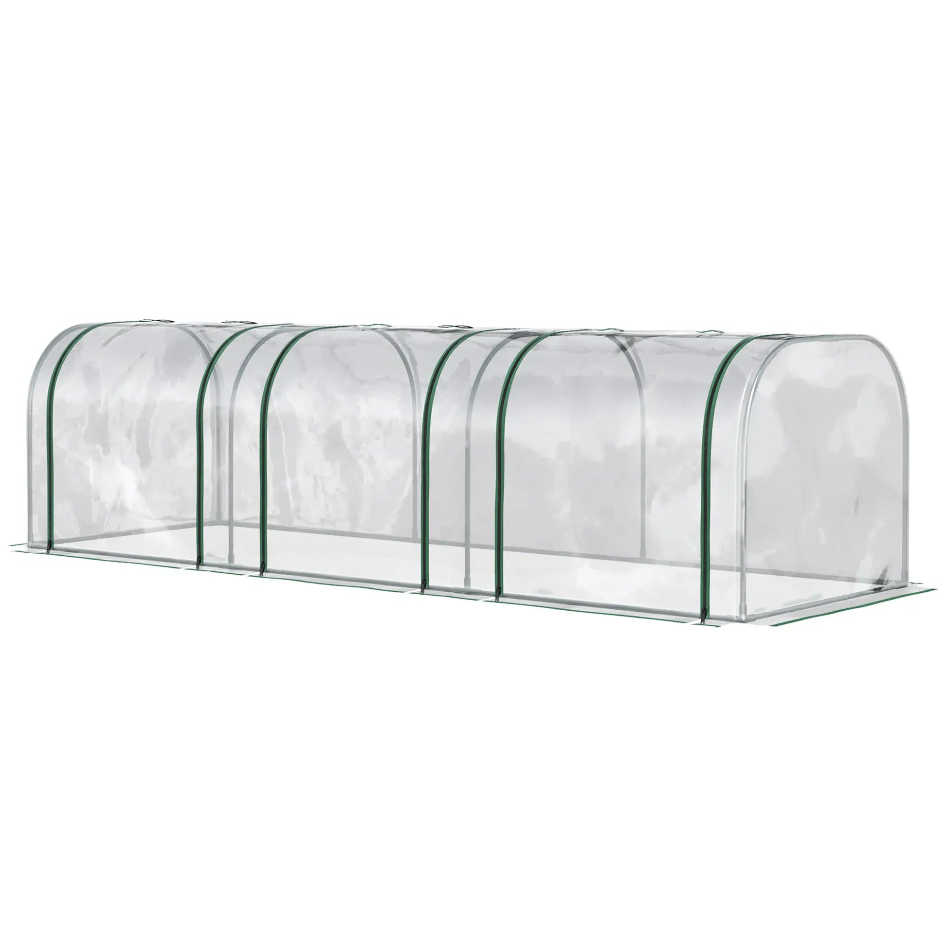 10' x 3' x 2.5' Mini Tunnel Greenhouse, 3 Zipped Doors, Clear Mini Greenhouses Dark Green, Clear at Gallery Canada