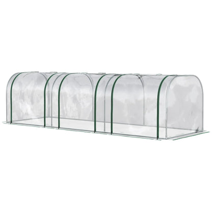 10' x 3' x 2.5' Mini Tunnel Greenhouse, 3 Zipped Doors, Clear Mini Greenhouses Dark Green, Clear at Gallery Canada