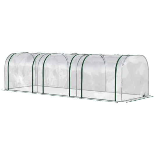 10' x 3' x 2.5' Mini Tunnel Greenhouse, 3 Zipped Doors, Clear Mini Greenhouses Dark Green, Clear at Gallery Canada