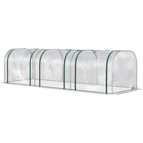 10' x 3' x 2.5' Mini Tunnel Greenhouse, 3 Zipped Doors, Clear