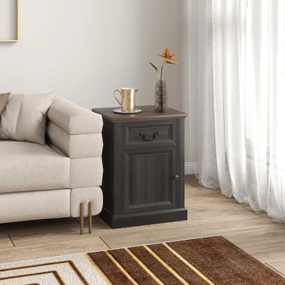 Side Table Set of 2 with Drawer and Cabinet, Black Side Tables at Gallery Canada