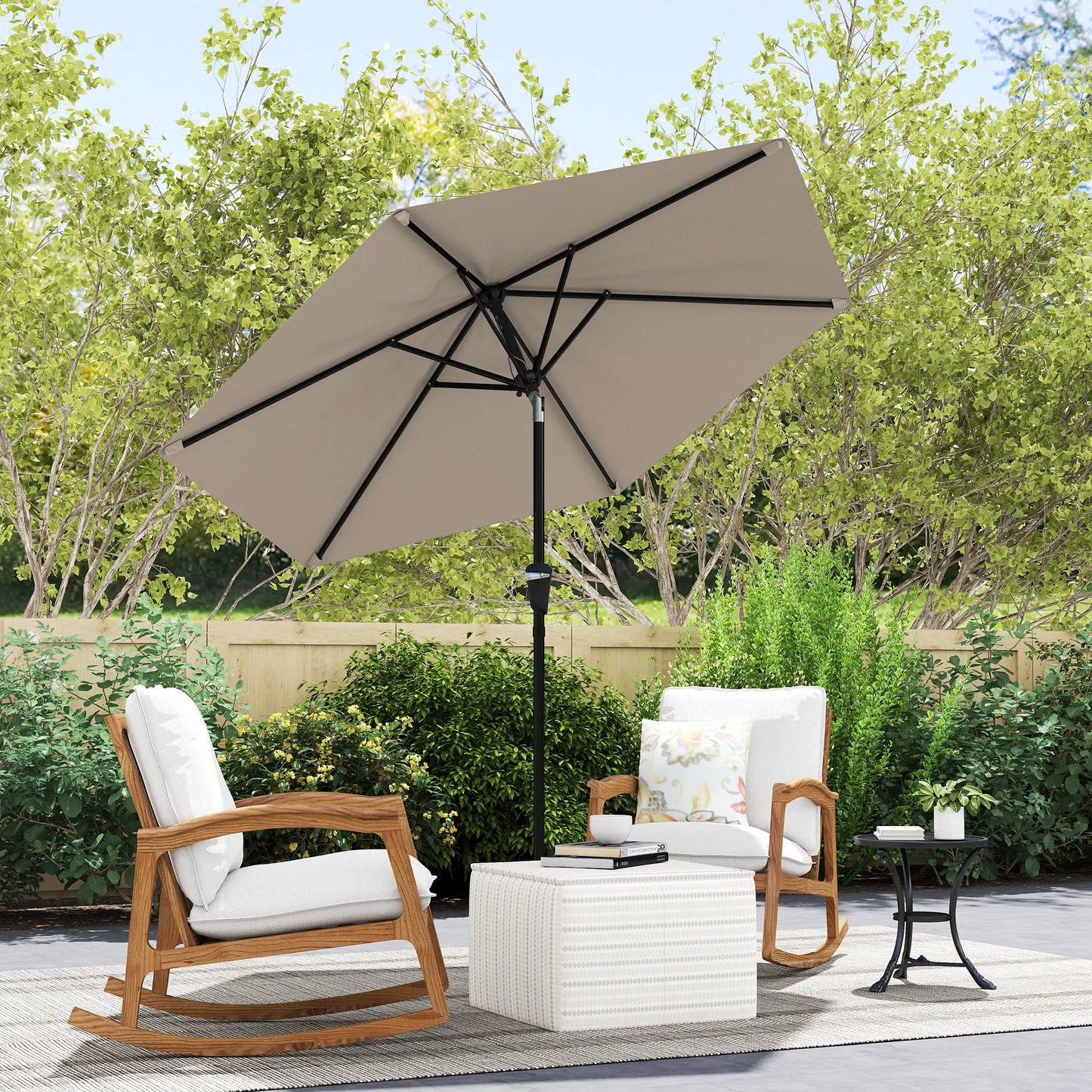 Outdoor Sun Umbrella, 6 Ribs, Khaki Patio Umbrellas at Gallery Canada