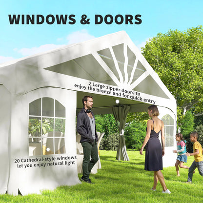 Heavy Duty Party Tent, 20' x 40' Large Sun Shade Canopy, White Canopy Tents at Gallery Canada