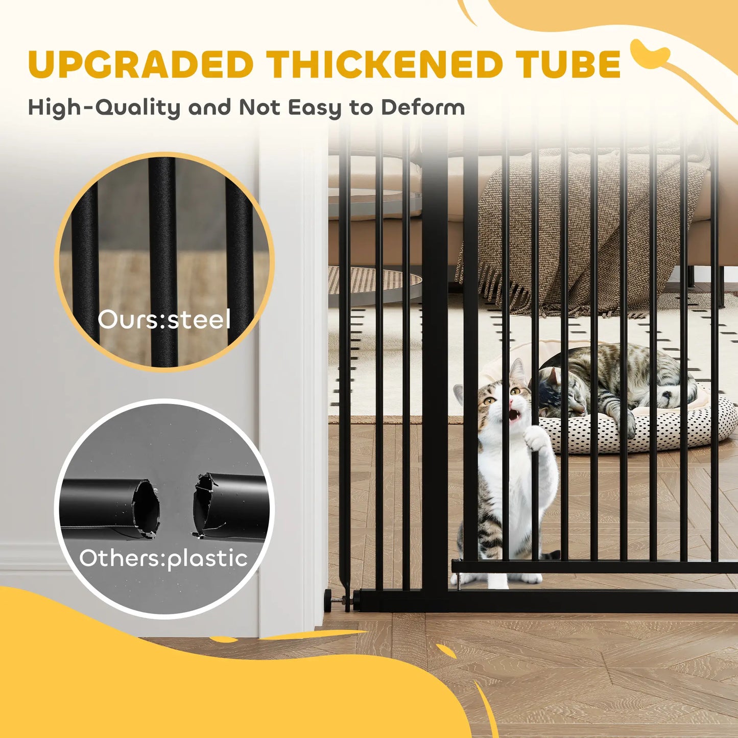 59" Extra Tall Cat Gate, 30"-41" with Extensions, Black Pet Gates at Gallery Canada