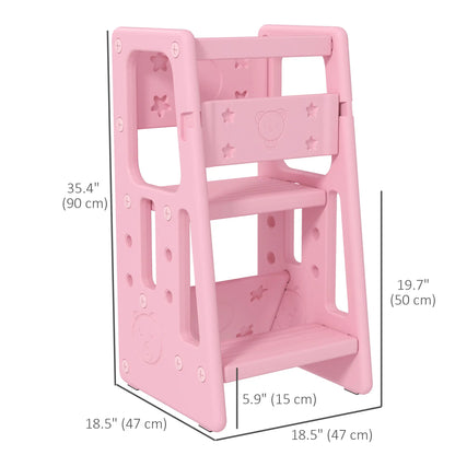 Toddler Kitchen Helper 2 Step Stool, Adjustable Height, Safety Rail, Pink Toddler & Kids Step Stools at Gallery Canada