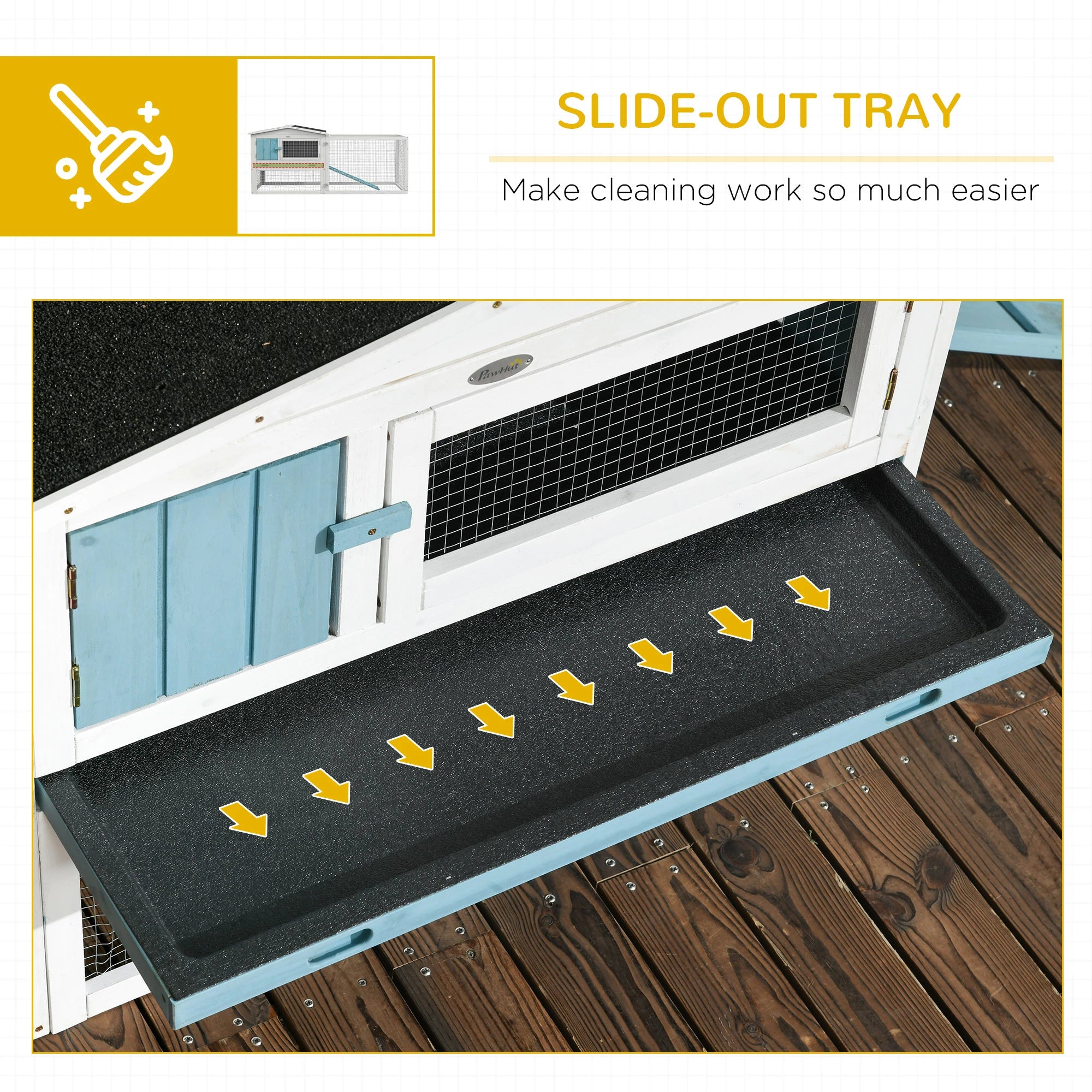 Wooden Rabbit Hutch, Guinea Pig House, Removable Tray, Openable Roof, Blue Rabbit Hutch at Gallery Canada