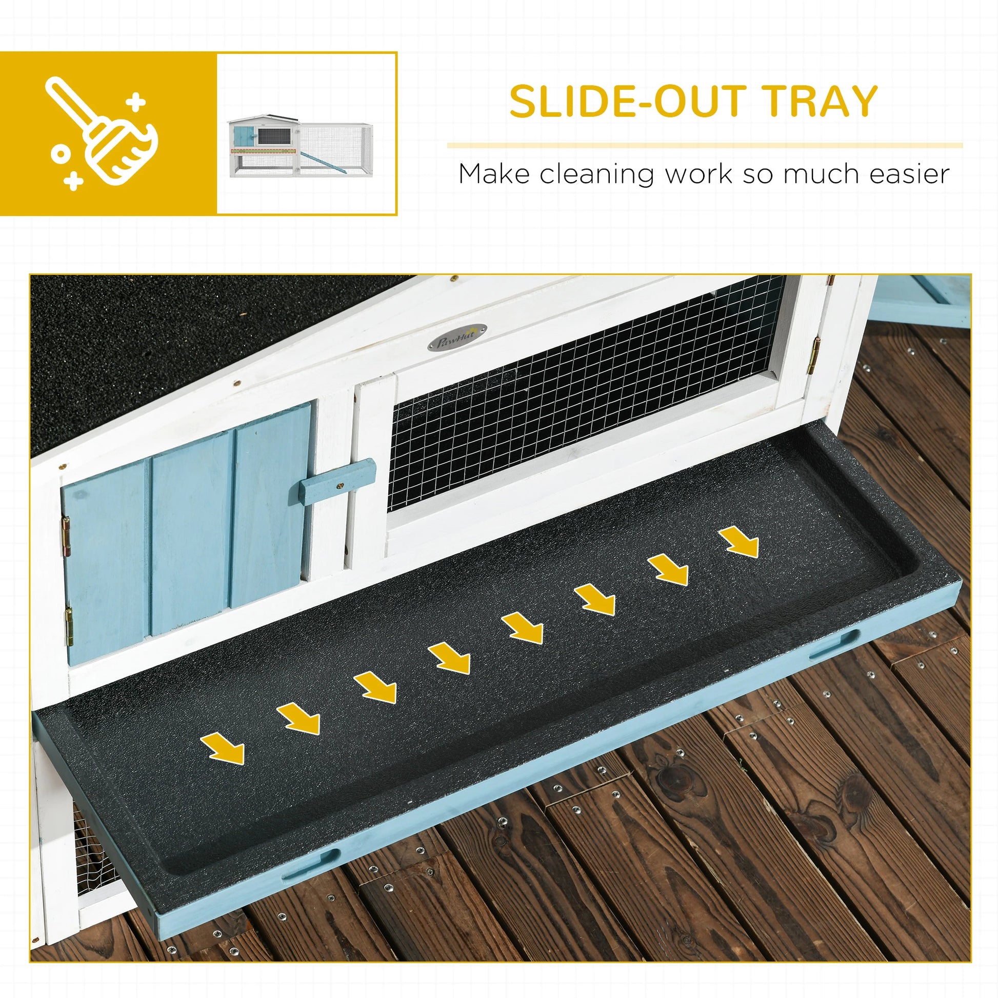 Wooden Rabbit Hutch, Guinea Pig House, Removable Tray, Openable Roof, Blue Rabbit Hutch at Gallery Canada