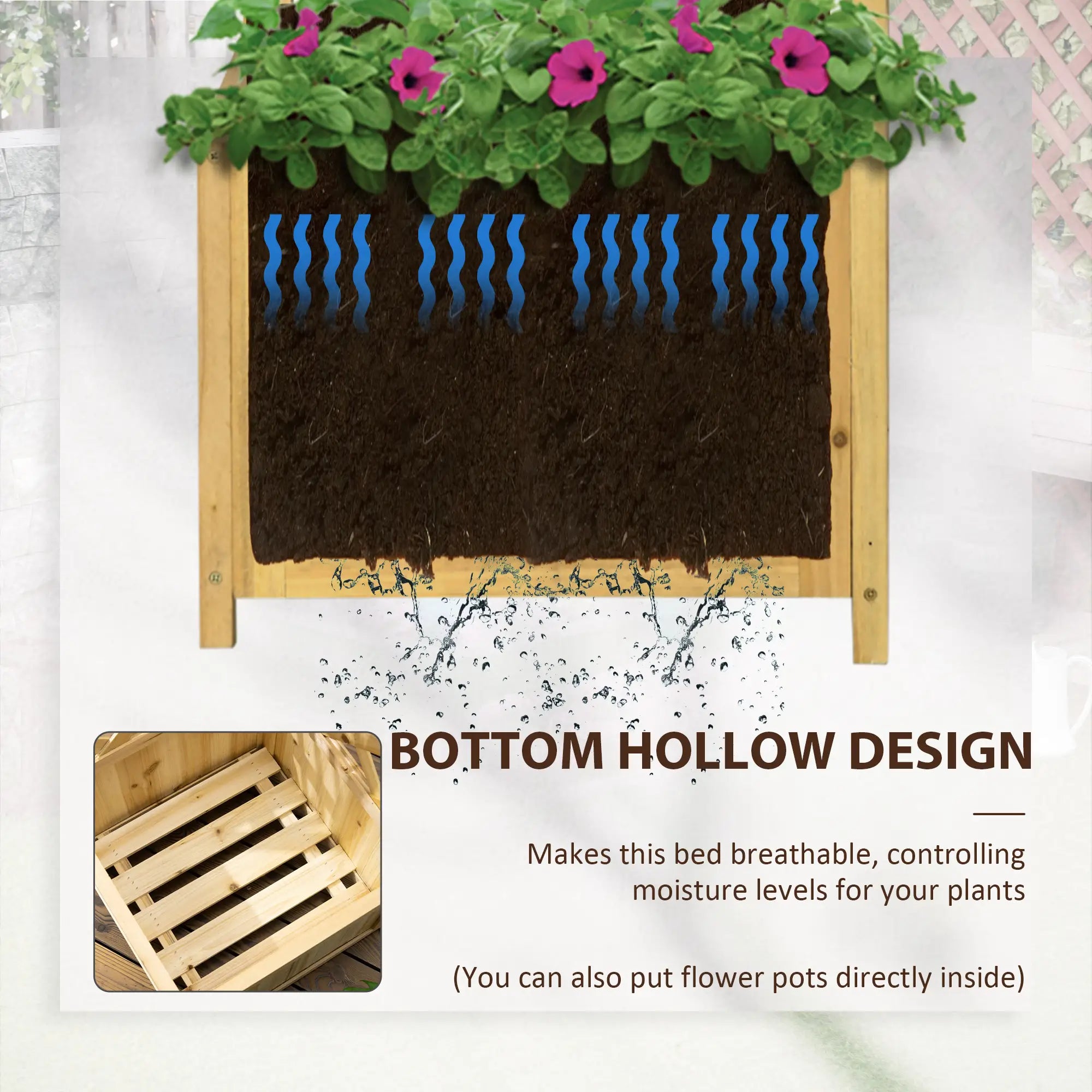 Wood Planter With Trellis For Vine Climbing, 16