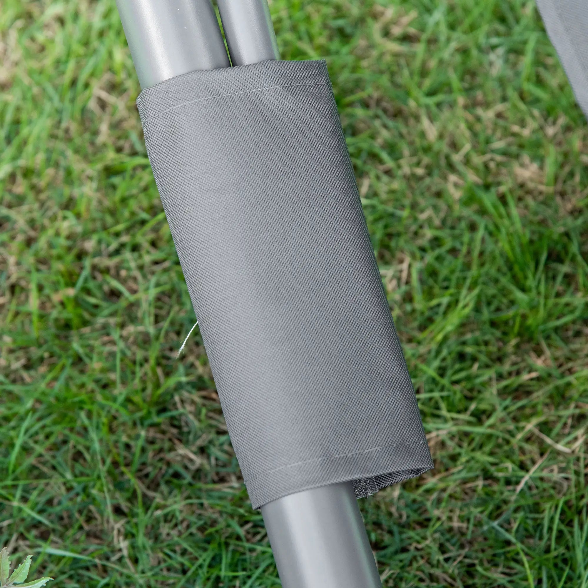 Double Patio Lounger, Adjustable Canopy, Headrest Pillows, 2 Wheels, Grey Lounger Chairs at Gallery Canada