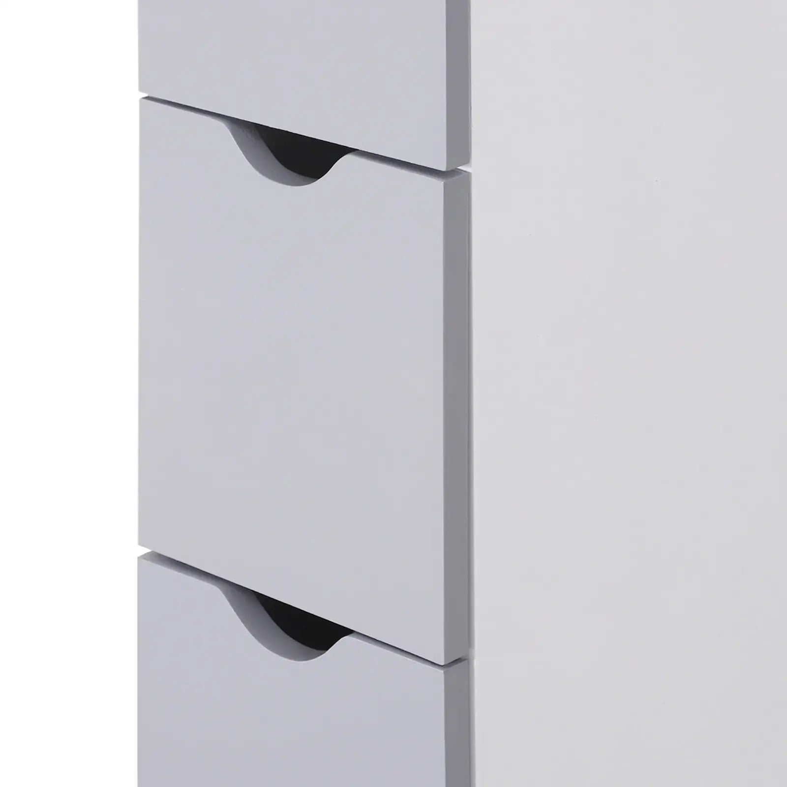 Tall Narrow Bathroom Storage Cabinet with Drawers, Open Shelves, White Grey Bathroom Cabinets at Gallery Canada