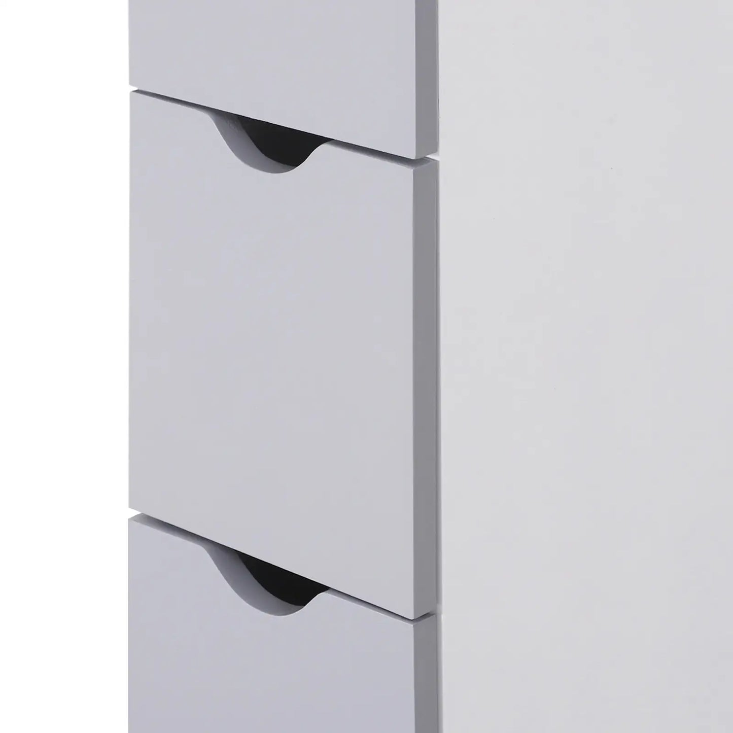 Tall Narrow Bathroom Storage Cabinet with Drawers, Open Shelves, White Grey Bathroom Cabinets at Gallery Canada