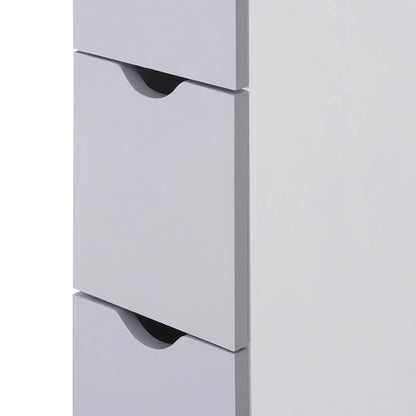 Tall Narrow Bathroom Storage Cabinet with Drawers, Open Shelves, White Grey Bathroom Cabinets at Gallery Canada