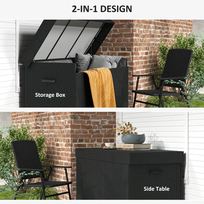 165 Gallon Deck Box, Wicker Outdoor Storage, Waterproof Liner, Black Patio Storage Boxes at Gallery Canada