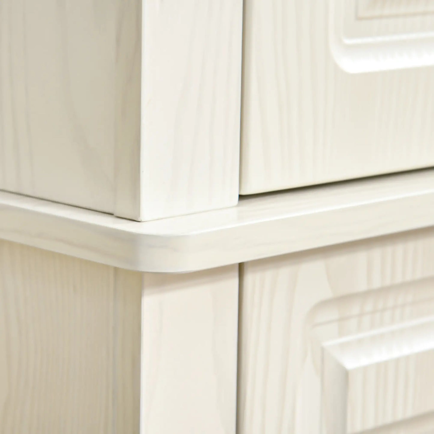 71" Freestanding Kitchen Pantry, 4 Doors 2 Cabinets, Distressed White, White