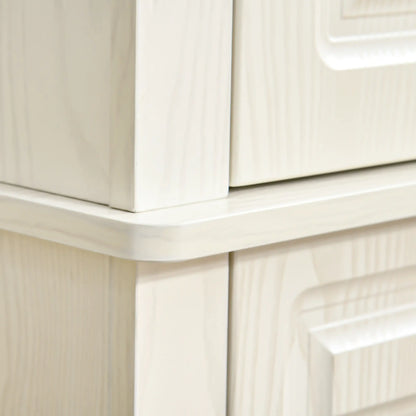 71" Freestanding Kitchen Pantry, 4 Doors 2 Cabinets, Distressed White, White