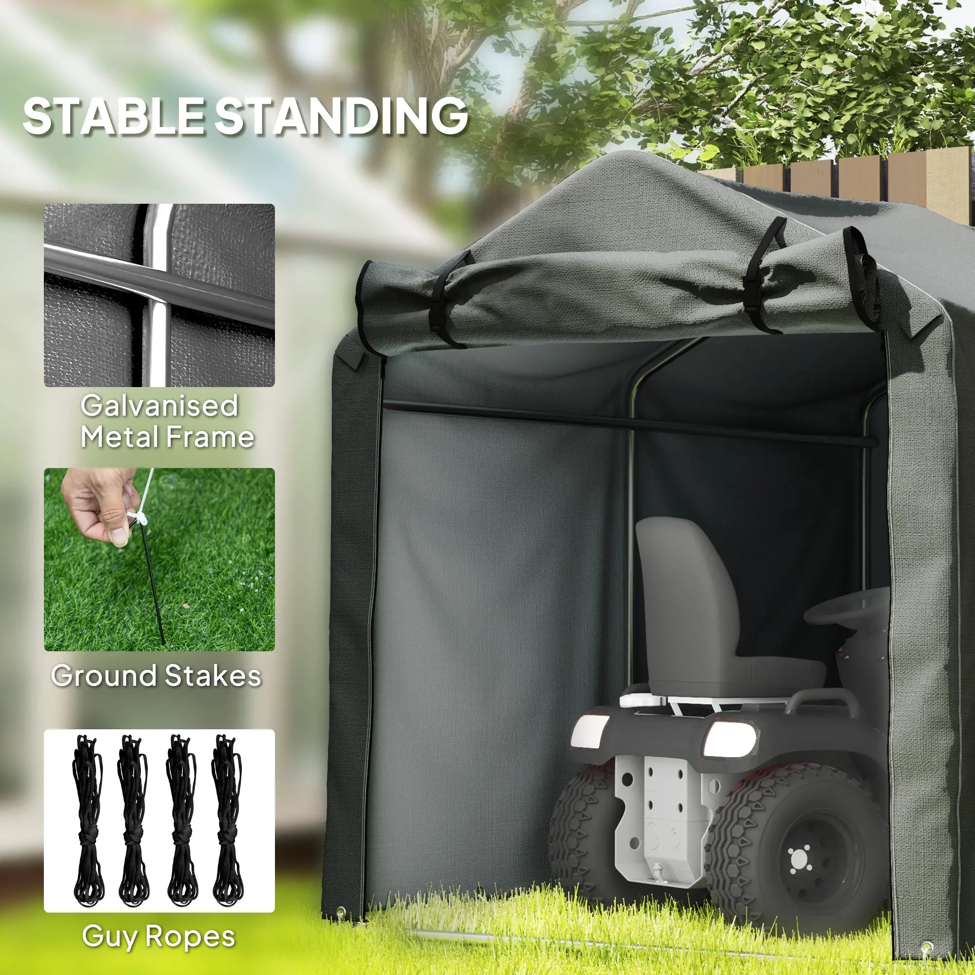 Outdoor Storage Shed, UV Resistant Bike Tent, Roll-up Zipper Door, Dark Grey Sheds at Gallery Canada