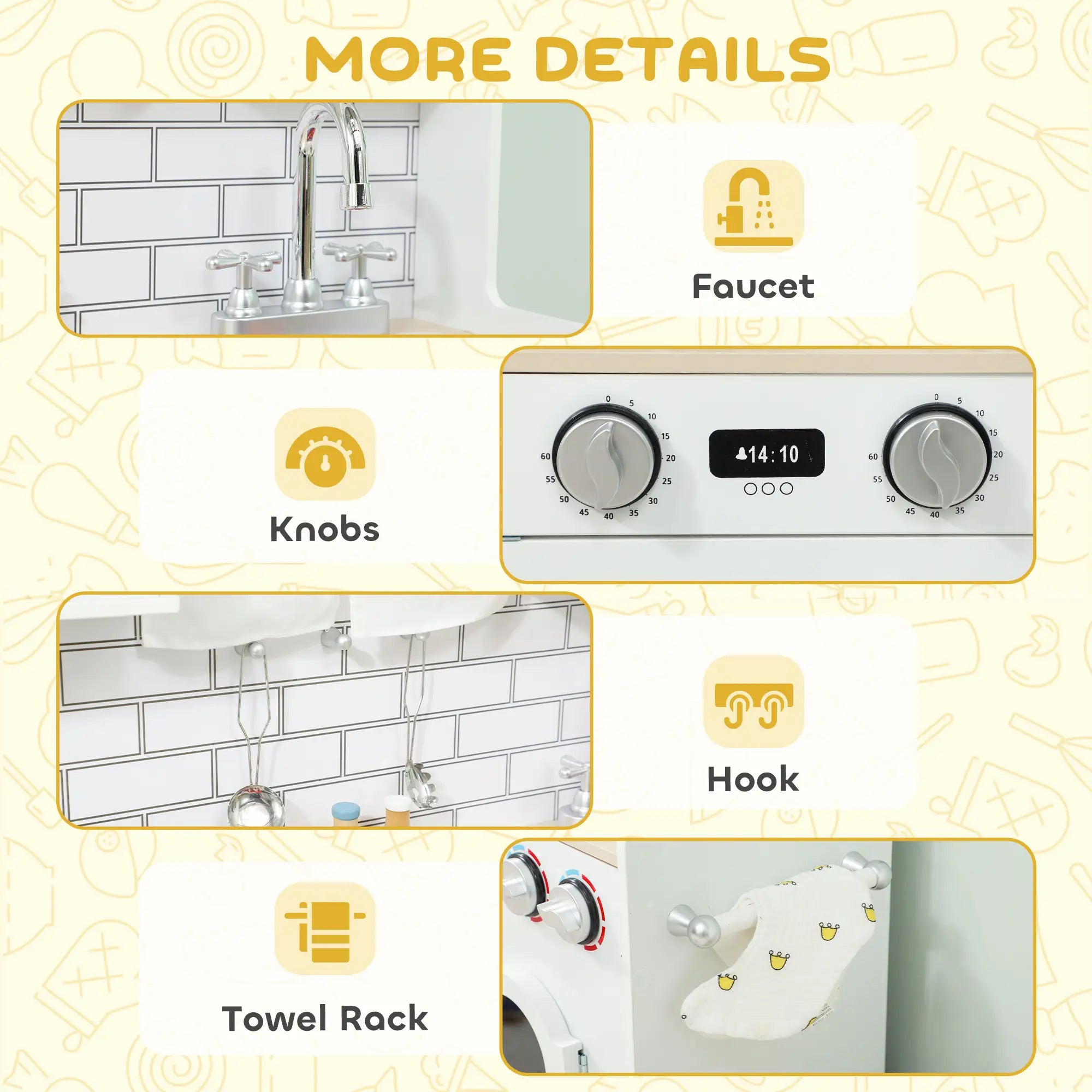 Pretend Play Kitchen for Kids, Ages 3-6 Years, White Play Kitchen at Gallery Canada