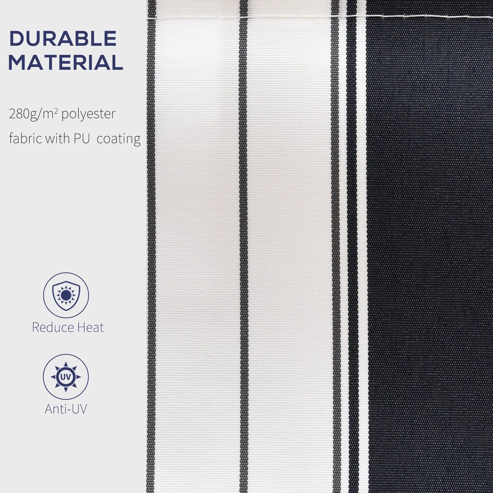 8' x 7' Retractable Awning, UV Water-Resistant Fabric, Aluminum Frame, Blue White, Blue Deck Awnings at Gallery Canada