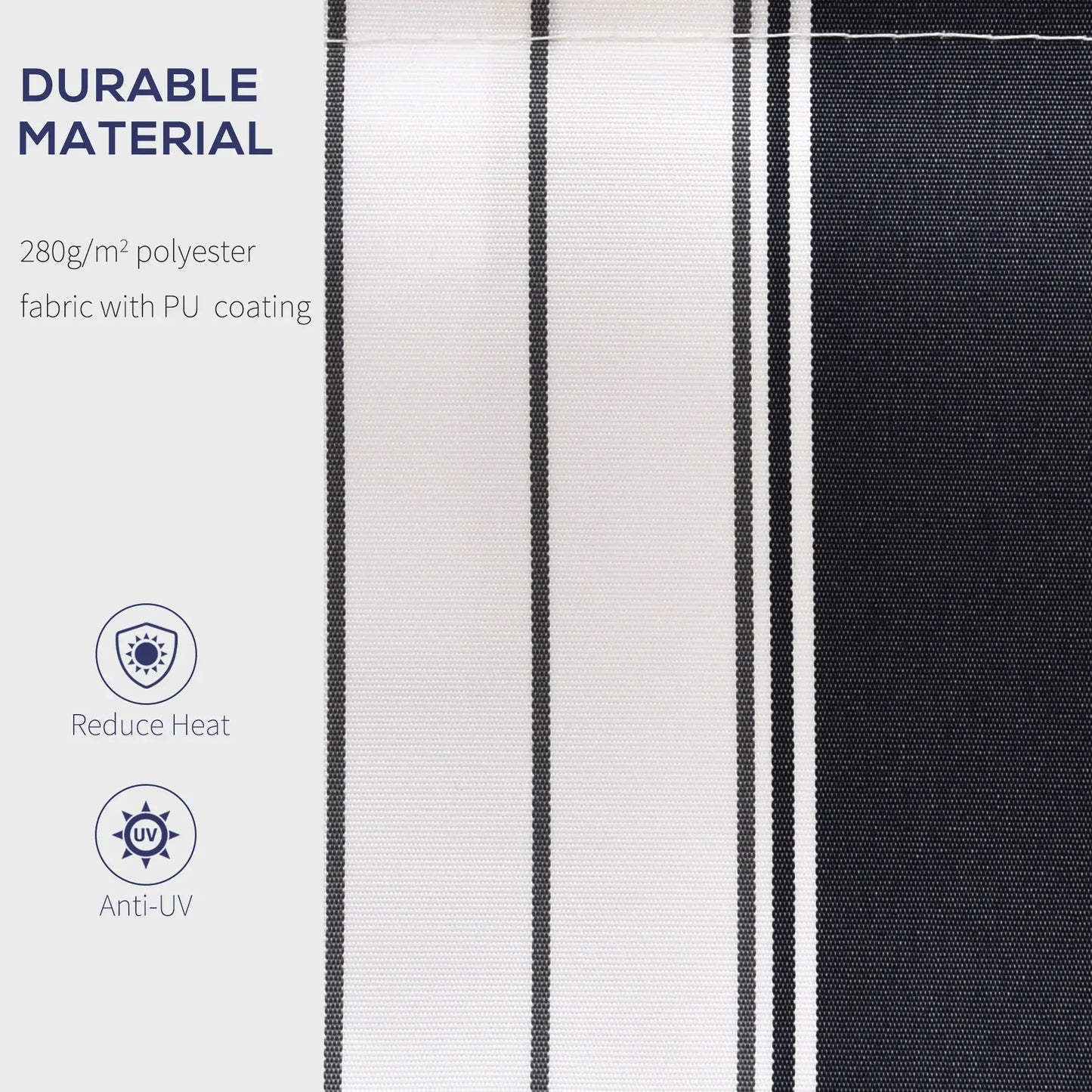 8' x 7' Retractable Awning, UV Water-Resistant Fabric, Aluminum Frame, Blue White, Blue Deck Awnings at Gallery Canada