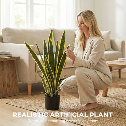 30" Artificial Snake Plant, 21 Leaves In Pot, Green Artificial Trees at Gallery Canada