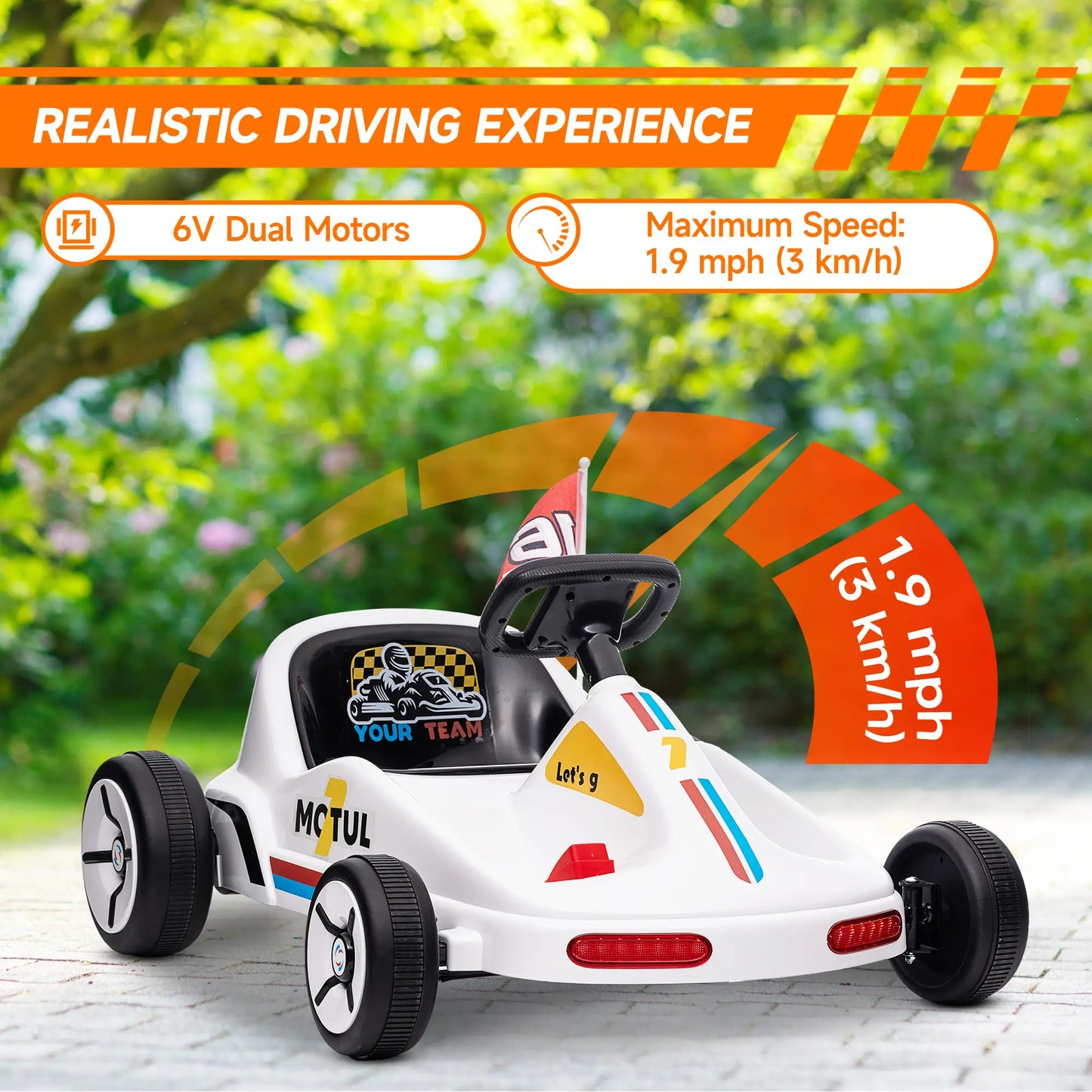 6V Electric Go Kart for Kids, Music Light Horn, White Electric Ride On Toys at Gallery Canada