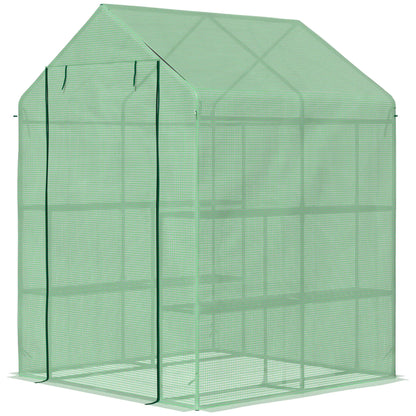 56" x 54" x 74" Walk-In Greenhouse, Portable Garden, 8 Shelves, PE Cover, Green Walk In Greenhouses at Gallery Canada