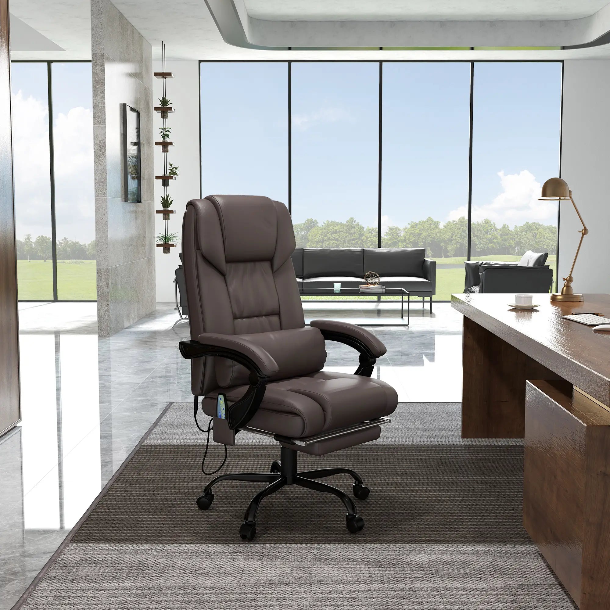 6-Point Vibration Massage Chair, Height Adjustable, Reclining, Brown Executive & Manager Chairs at Gallery Canada