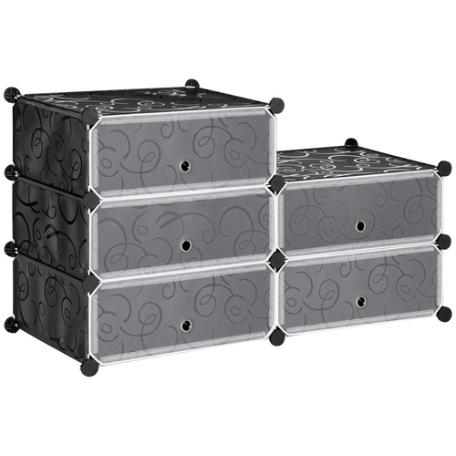 6-Tier Shoe Rack, 6 Cube Storage Organizer, Black