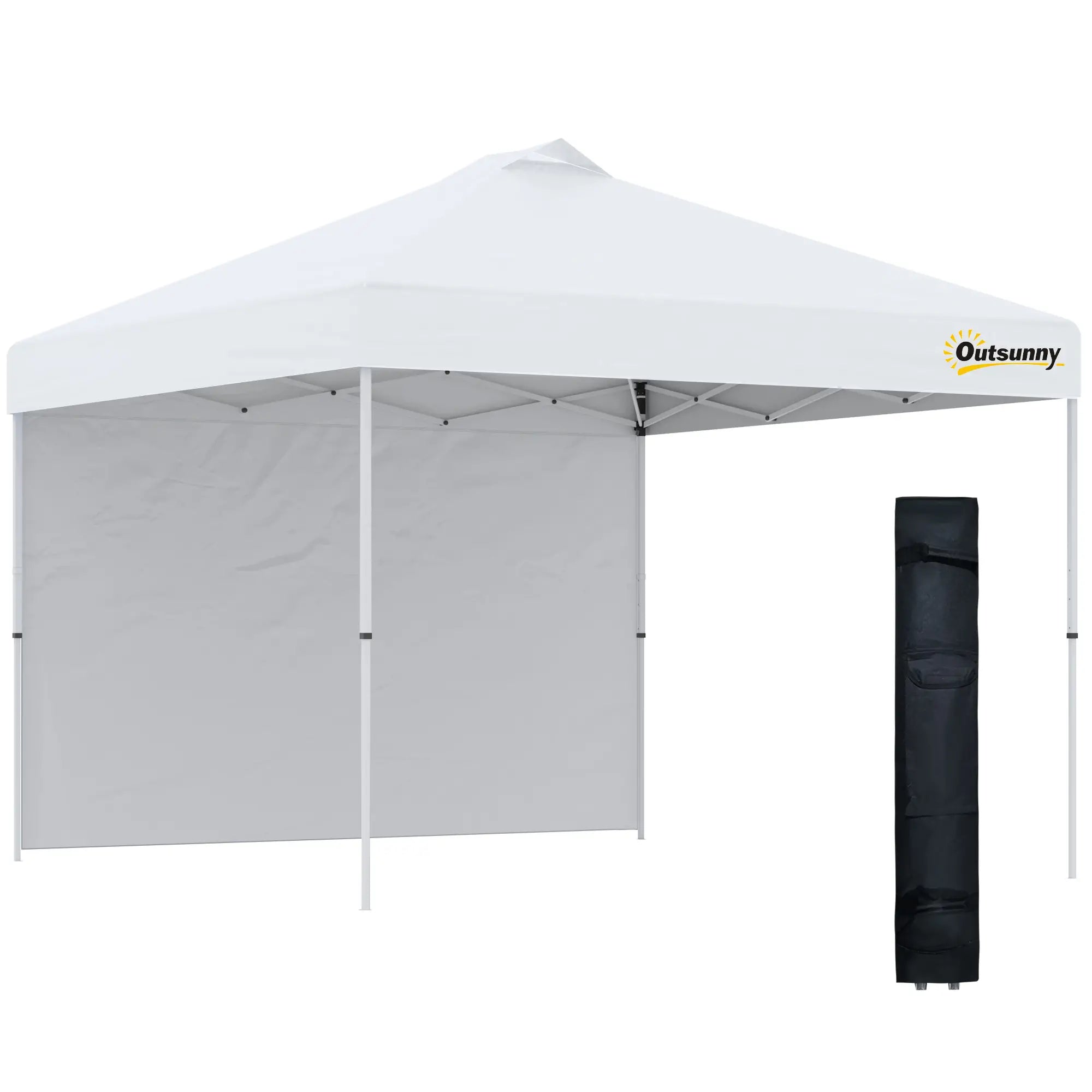 10' x 10' Pop Up Canopy Tent, Adjustable Height, 1 Sidewall, Wheeled Bag, White Pop Up Canopies at Gallery Canada