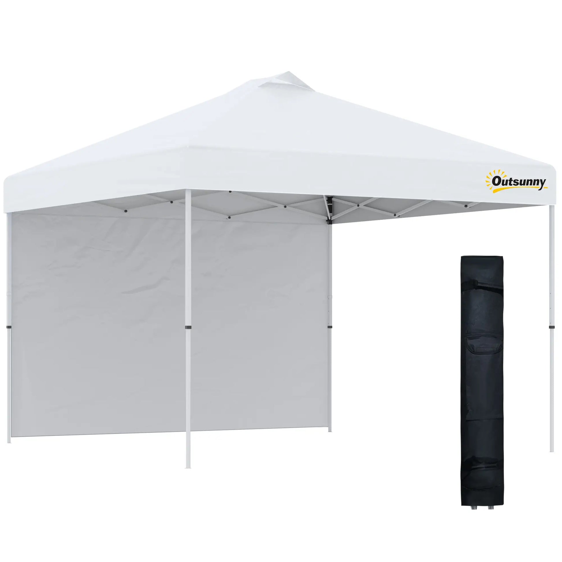 10' x 10' Pop Up Canopy Tent, Adjustable Height, 1 Sidewall, Wheeled Bag, White Pop Up Canopies at Gallery Canada