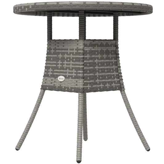 27.5" Outdoor Wicker Dining Table, PE Rattan Patio Furniture, Grey Patio Dining Tables Grey at Gallery Canada