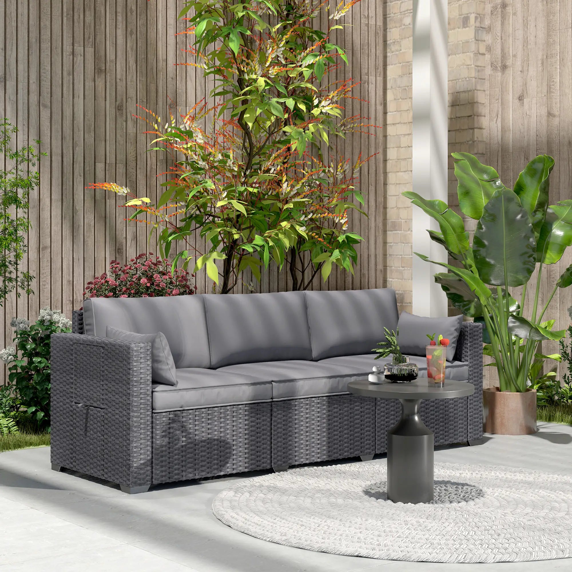 3 Seater Wicker Patio Sofa, 6