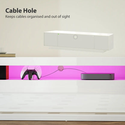 TV Stand for 65-85 Inch TV, RGB LED Lights, White TV Stands at Gallery Canada