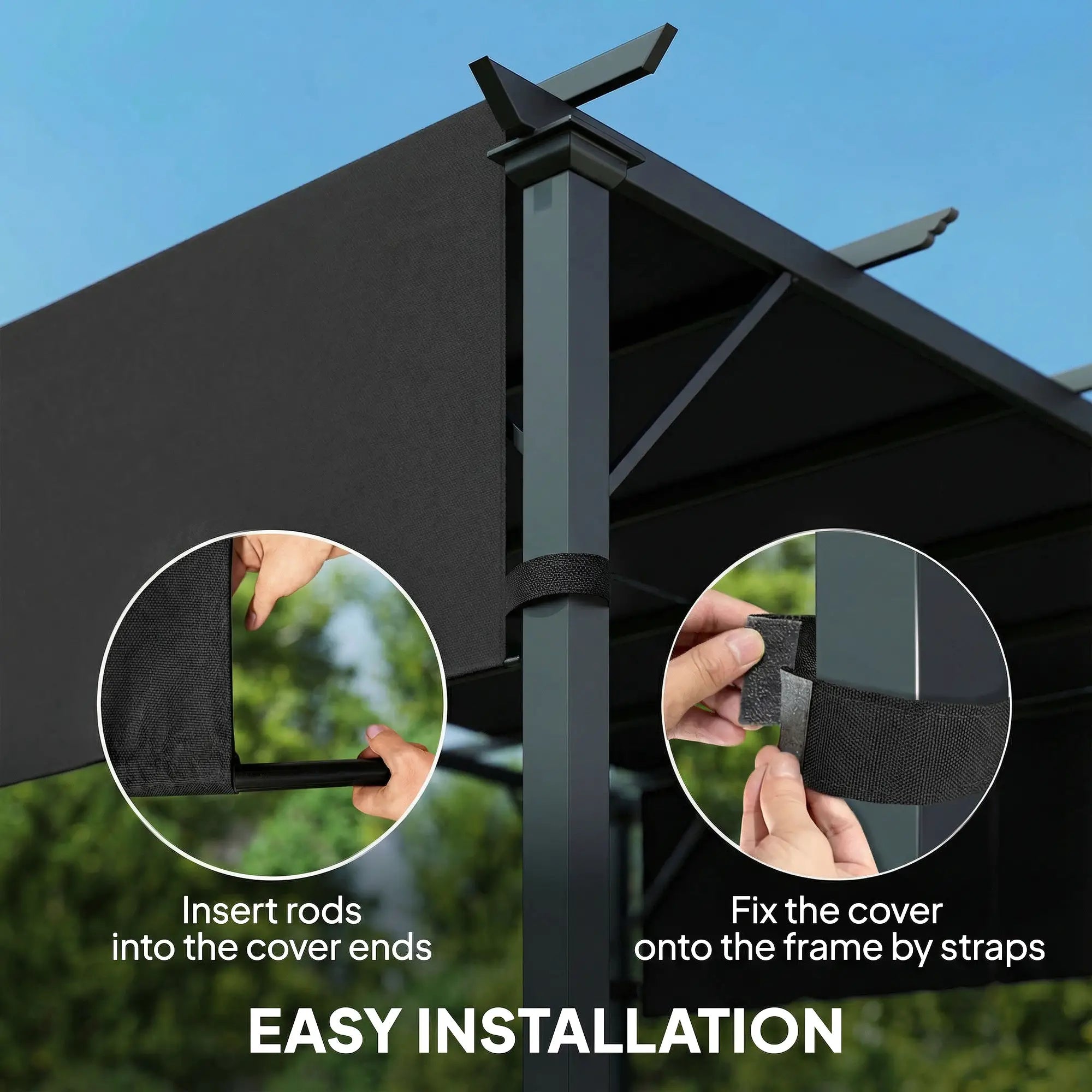 2 Pcs UV Protection Pergola Replacement Canopy, 10' x 10' Size, Black Gazebo Canopy Replacement at Gallery Canada