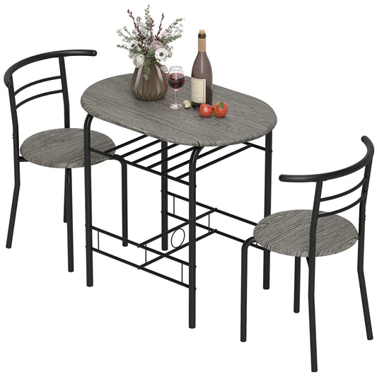 31.5" Dining Table Set of 3 with Chairs and Shelf Dining Table Sets Dark Grey, Black at Gallery Canada