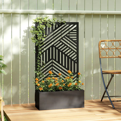 44.5" Metal Planter Box with Trellis, Raised Garden Bed for Climbing Plants Galvanized Planter Boxes at Gallery Canada