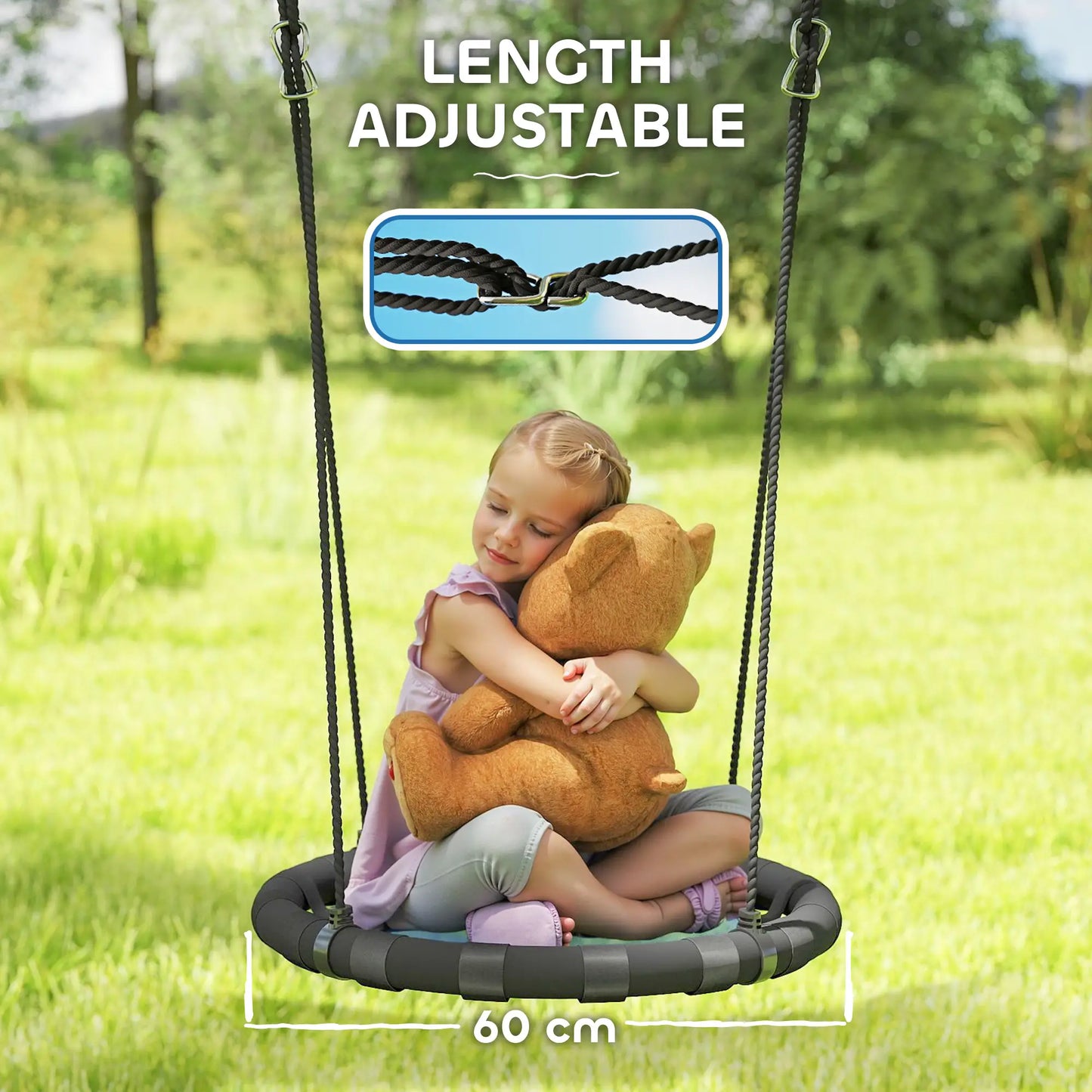 24 Inch Kids Saucer Tree Swing, Adjustable Ropes, Outdoor, Backyard, Blue Gym Sets & Swings at Gallery Canada