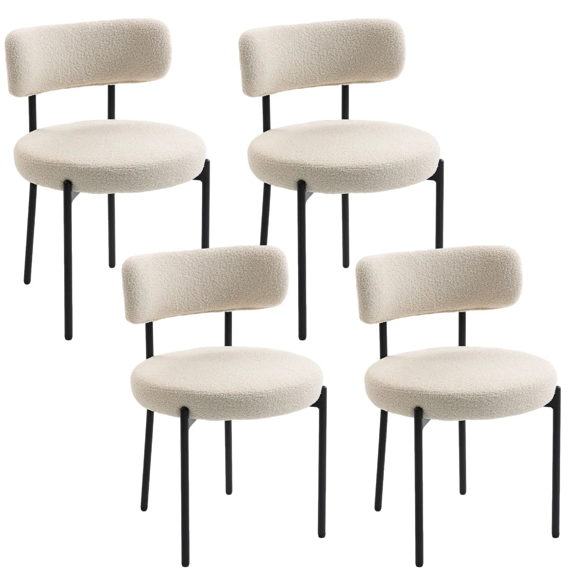 Modern Dining Chairs, Berber Fleece Upholstery, Steel Legs, 4 Pieces, Beige Dining Chairs at Gallery Canada