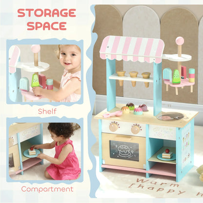 Wooden Ice Cream Toy Shop, Pretend Play Food Store with Oven, Ages 3+ Toy Playsets at Gallery Canada