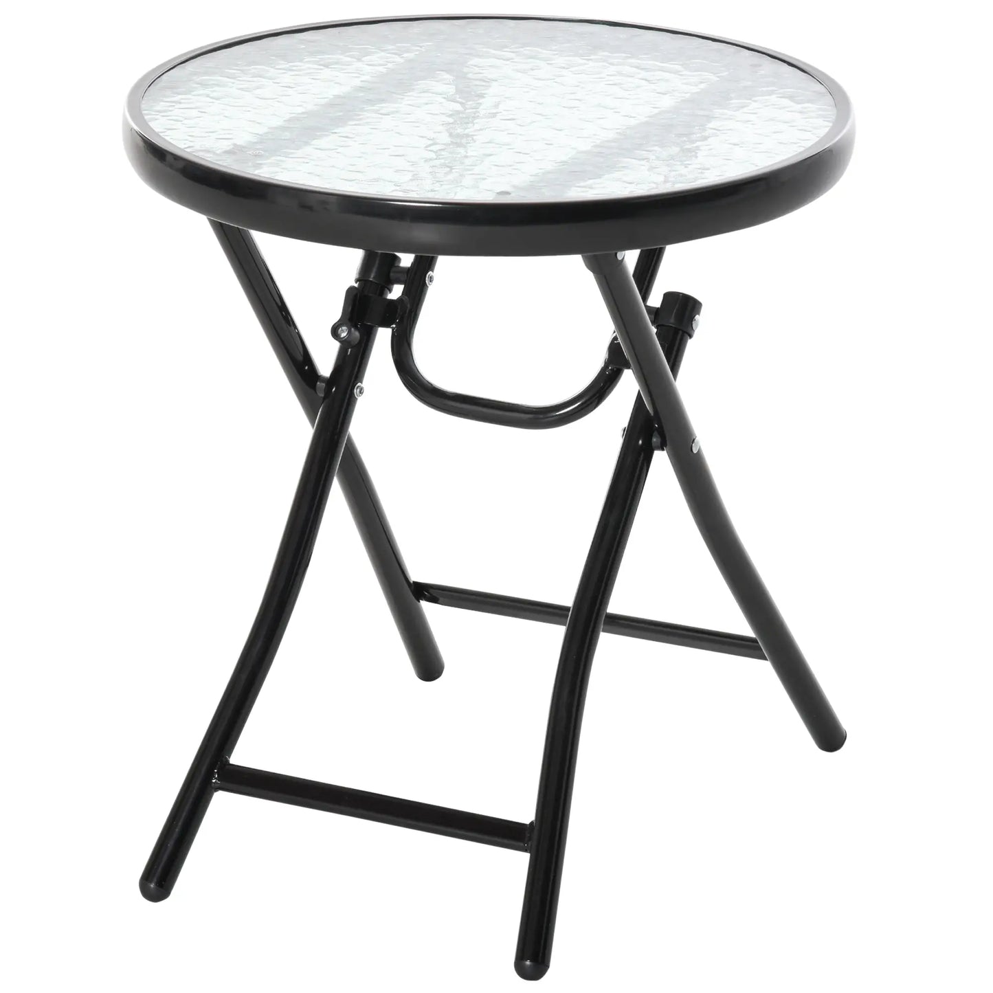 18" Round Folding Coffee Table, Tempered Glass Top, Portable for Patio, Balcony Patio Side Tables Black at Gallery Canada