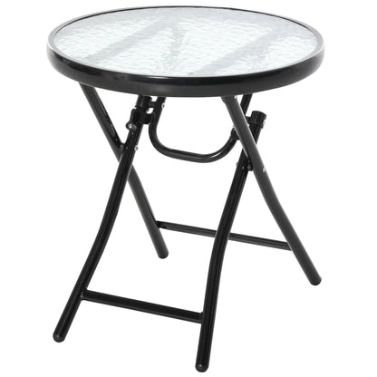 18" Round Folding Coffee Table, Tempered Glass Top, Portable for Patio, Balcony Patio Side Tables Black at Gallery Canada