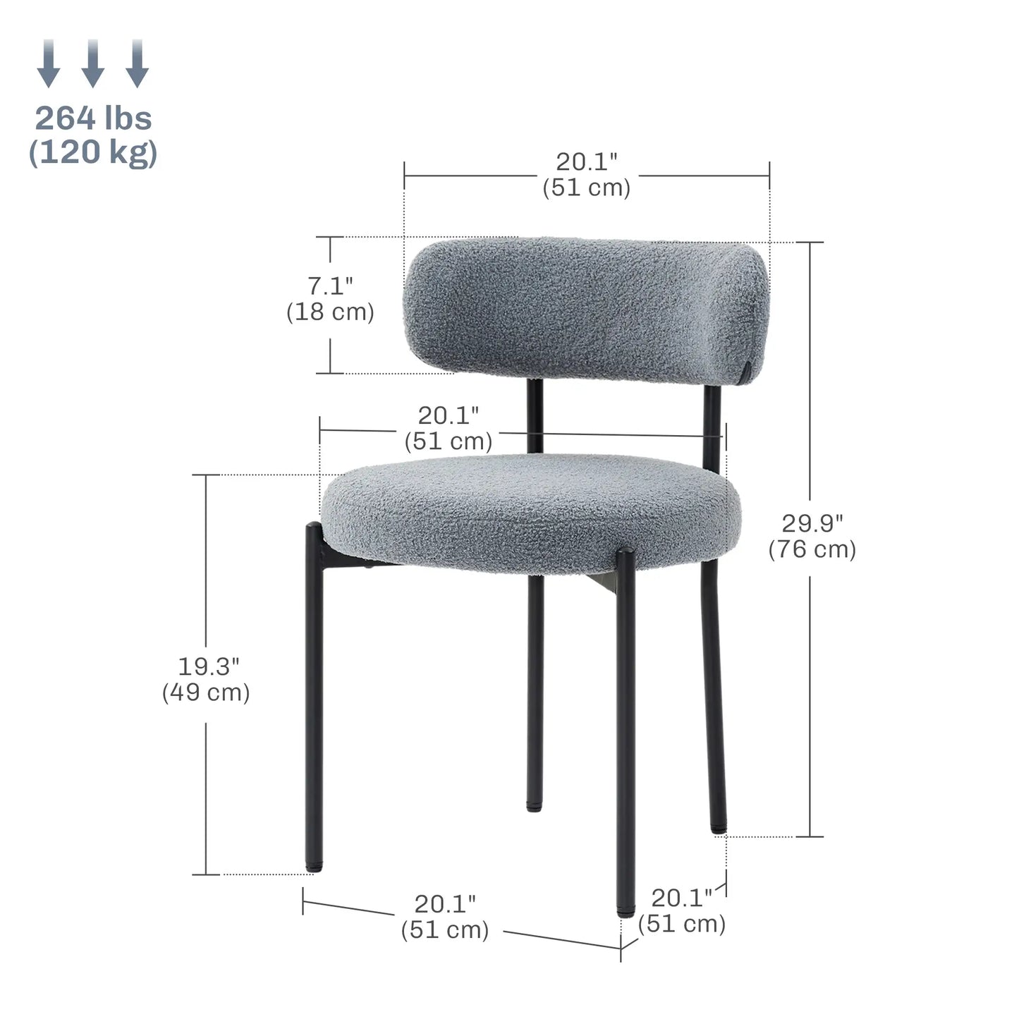 4 Pc Kitchen Chairs, Modern Dining, Berber Fleece Upholstery, Steel Legs, Grey Dining Chairs at Gallery Canada