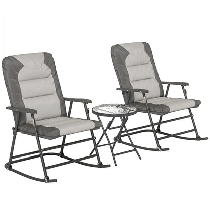 3-Piece Foldable Rocking Chair Set, Light Grey Outdoor Rocking Chairs Light Grey, Dark Grey at Gallery Canada