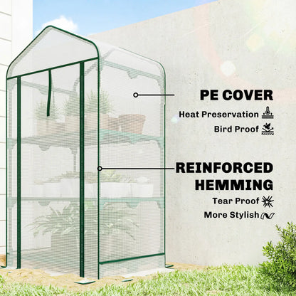 Mini Greenhouse With Screen Roof, 27.6" x 19.7" x 50", White Portable Greenhouses at Gallery Canada