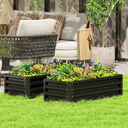 Galvanized Raised Garden Beds, Outdoor Planter Box, Set Of 2, Black Galvanized Planter Boxes at Gallery Canada