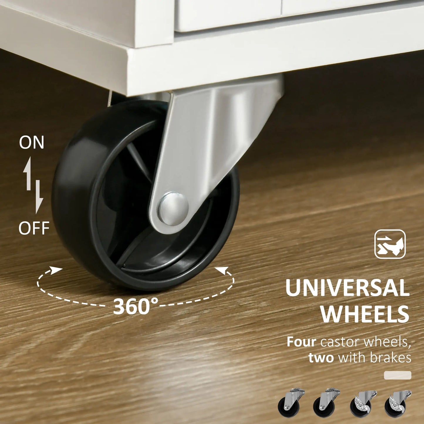 Rolling Kitchen Island with Drawers, Rubber Wood Top, Cabinet, White Kitchen Islands & Kitchen Carts at Gallery Canada