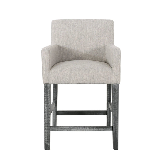 Upholstered Counter Stools, Rubberwood Frame, 24×23×39.5 inch, Light Gray Bar Stools Light Grey/Grey at Gallery Canada